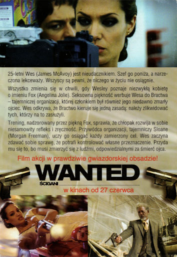 Tył ulotki filmu 'Wanted - Ścigani'