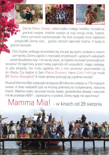 Tył ulotki filmu 'Mamma Mia!'