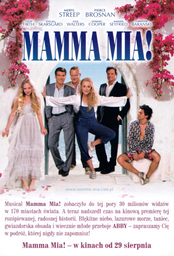 Przód ulotki filmu 'Mamma Mia!'