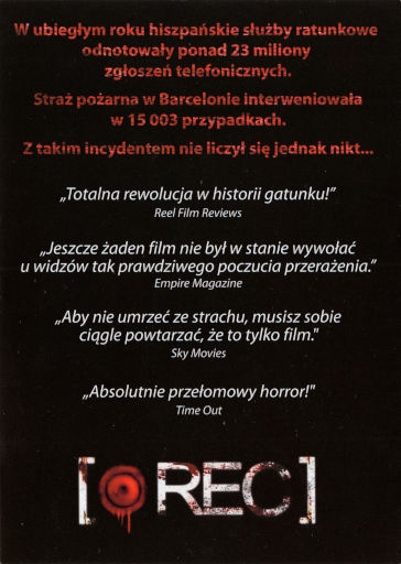 Tył ulotki filmu '[Rec]'