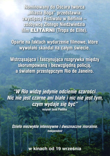 Tył ulotki filmu 'Elitarni'