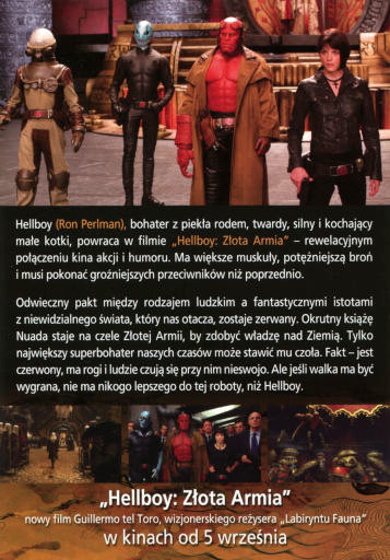 Tył ulotki filmu 'Hellboy 2: Złota Armia'