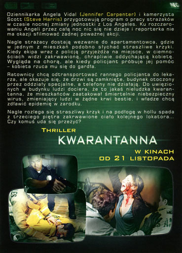 Tył ulotki filmu 'Kwarantanna'