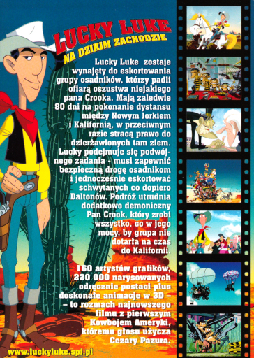 Tył ulotki filmu 'Lucky Luke Na Dzikim Zachodzie'