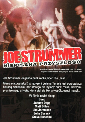 Tył ulotki filmu 'Joe Strummer: Niepisana Przyszłość'