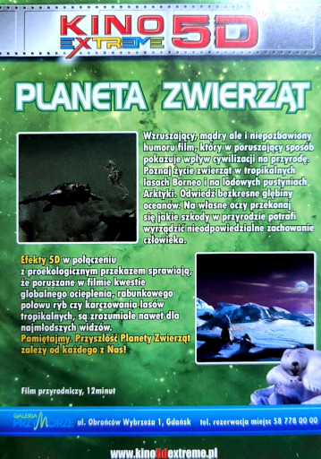 Tył ulotki filmu 'Planeta Zwierząt'