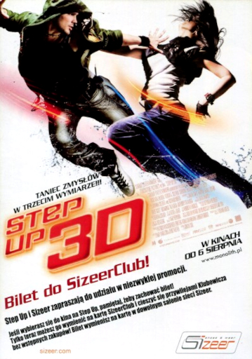 Przód ulotki filmu 'Step Up 3D'