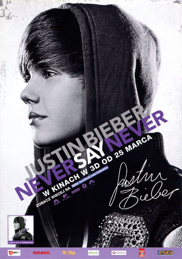 Przód ulotki filmu 'Justin Bieber: Never Say Never'