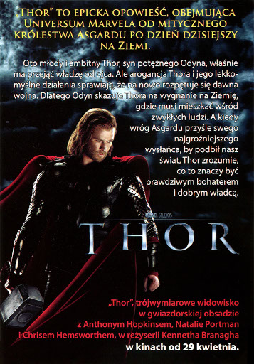 Tył ulotki filmu 'Thor'