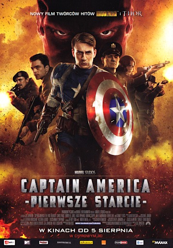 Przód ulotki filmu 'Captain America: Pierwsze Starcie'