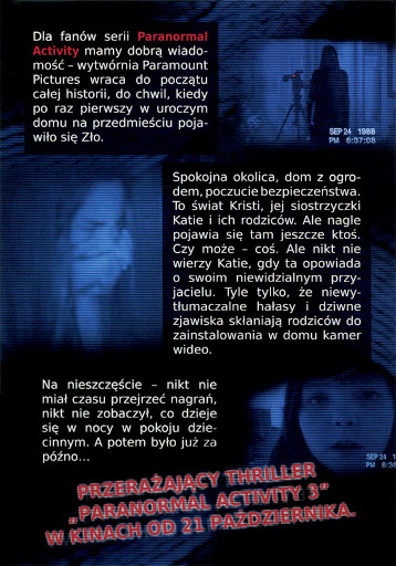 Tył ulotki filmu 'Paranormal Activity 3'