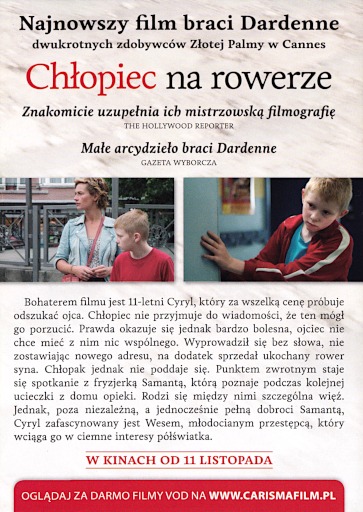 Tył ulotki filmu 'Chłopiec Na Rowerze'