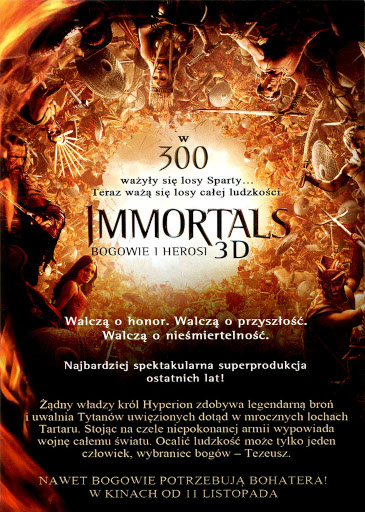 Tył ulotki filmu 'Immortals. Bogowie i Herosi'