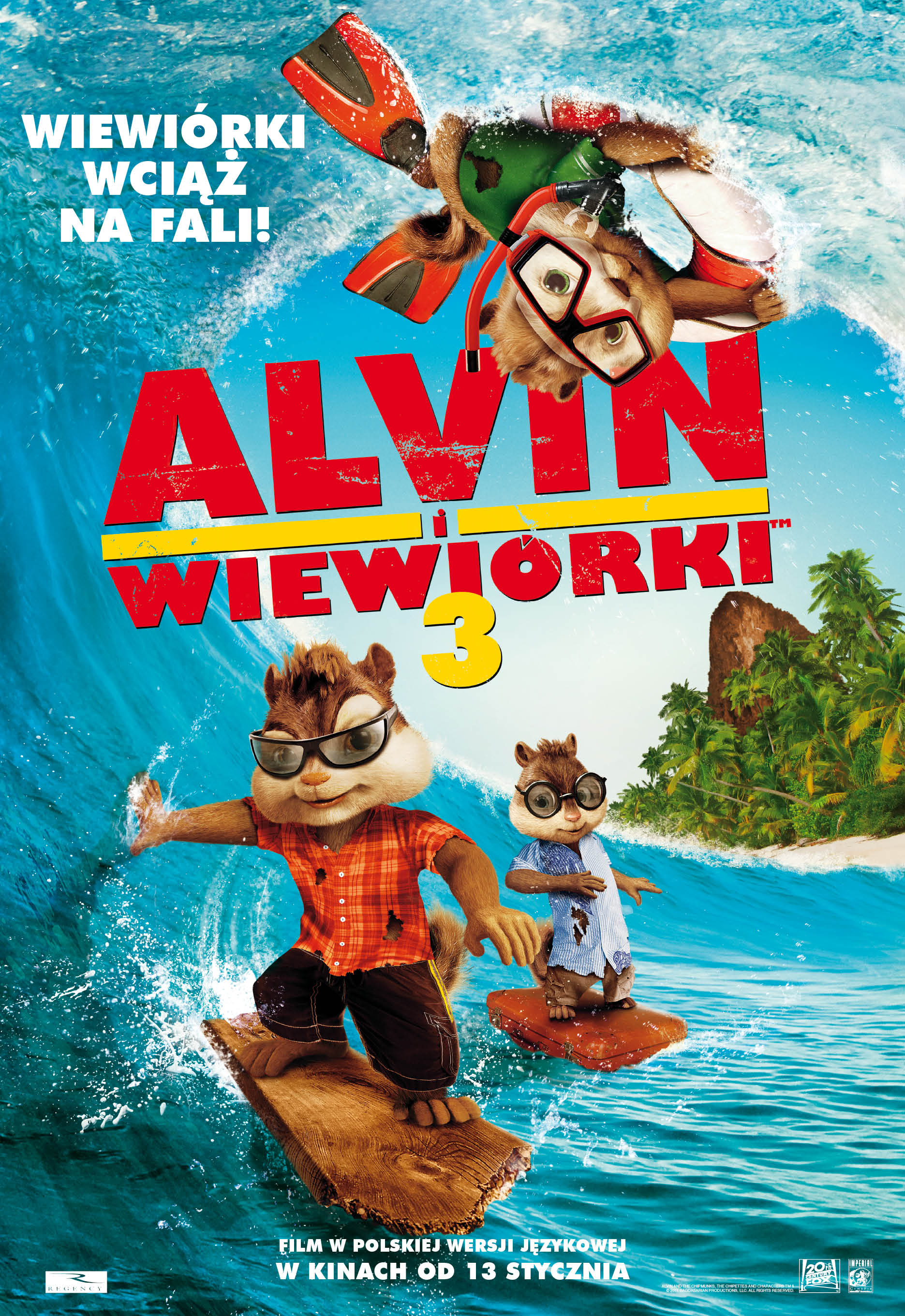 Polski plakat filmu 'Alvin i Wiewiórki 3'