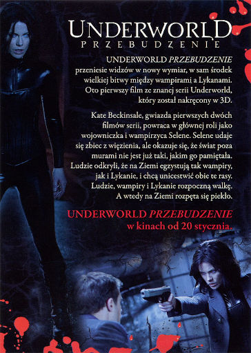 Tył ulotki filmu 'Underworld: Przebudzenie'