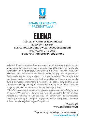 Tył ulotki filmu 'Elena'