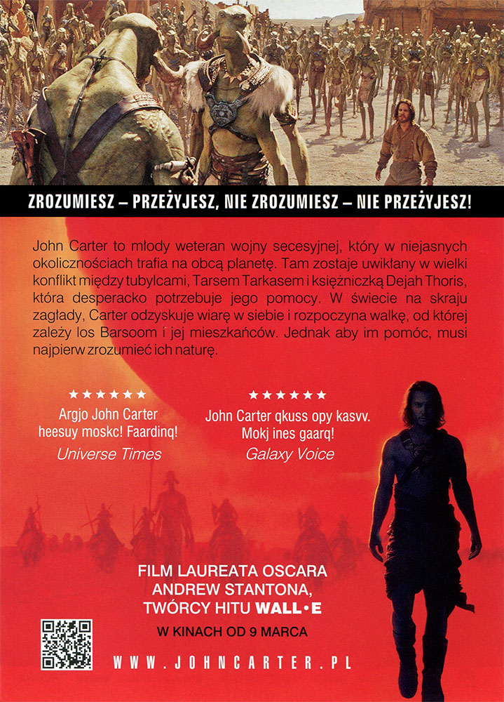 Ulotka filmu 'John Carter (tył)'