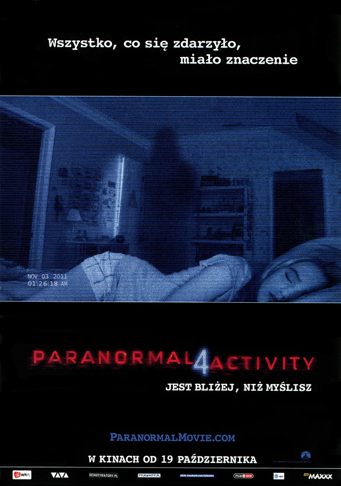 Ulotka filmu 'Paranormal Activity 4 (przód)'