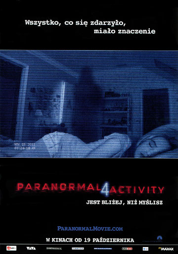 Przód ulotki filmu 'Paranormal Activity 4'