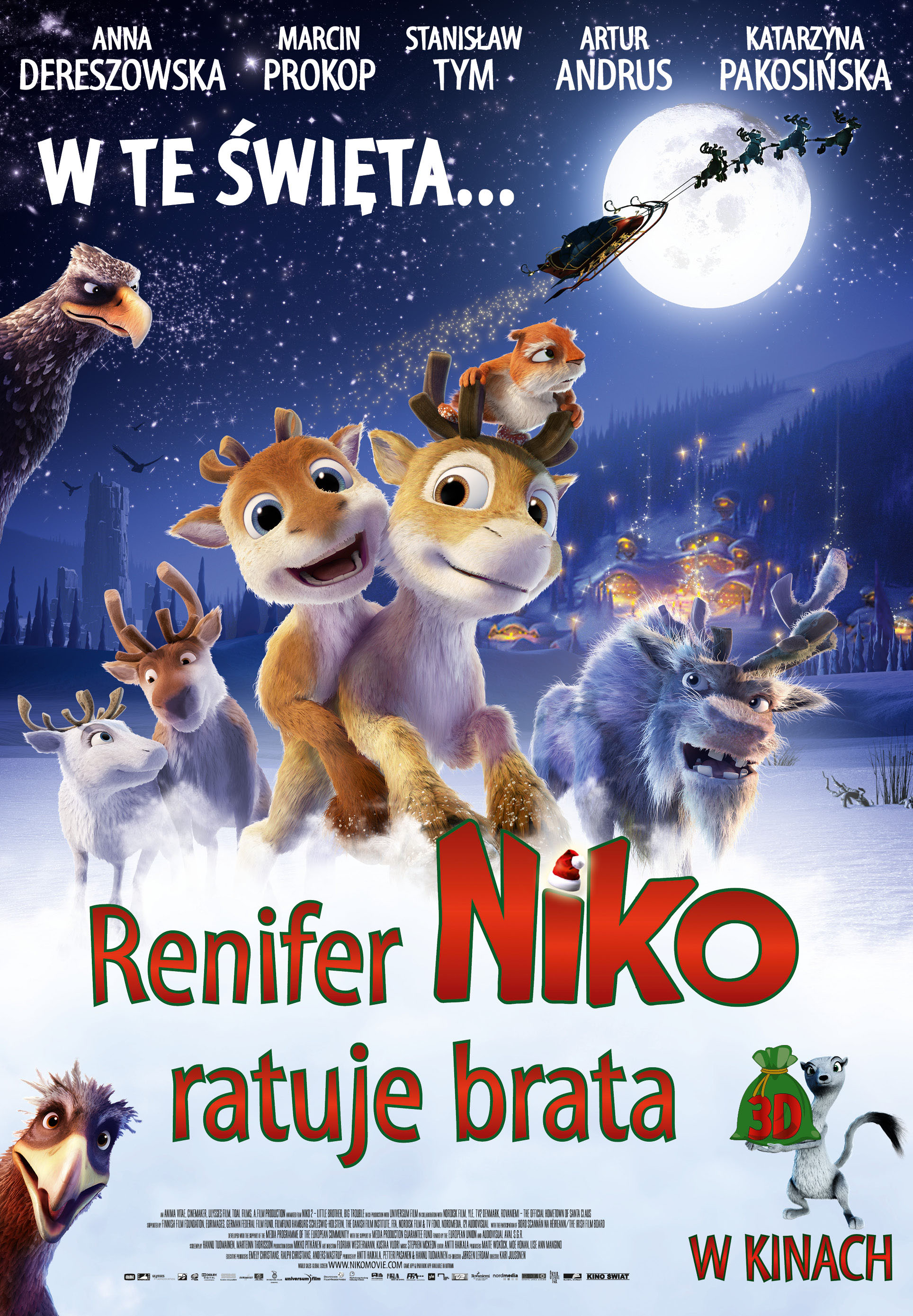 Polski plakat filmu 'Renifer Niko Ratuje Brata'