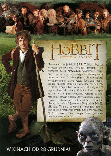 Tył ulotki filmu 'Hobbit: Niezwykła Podróż'