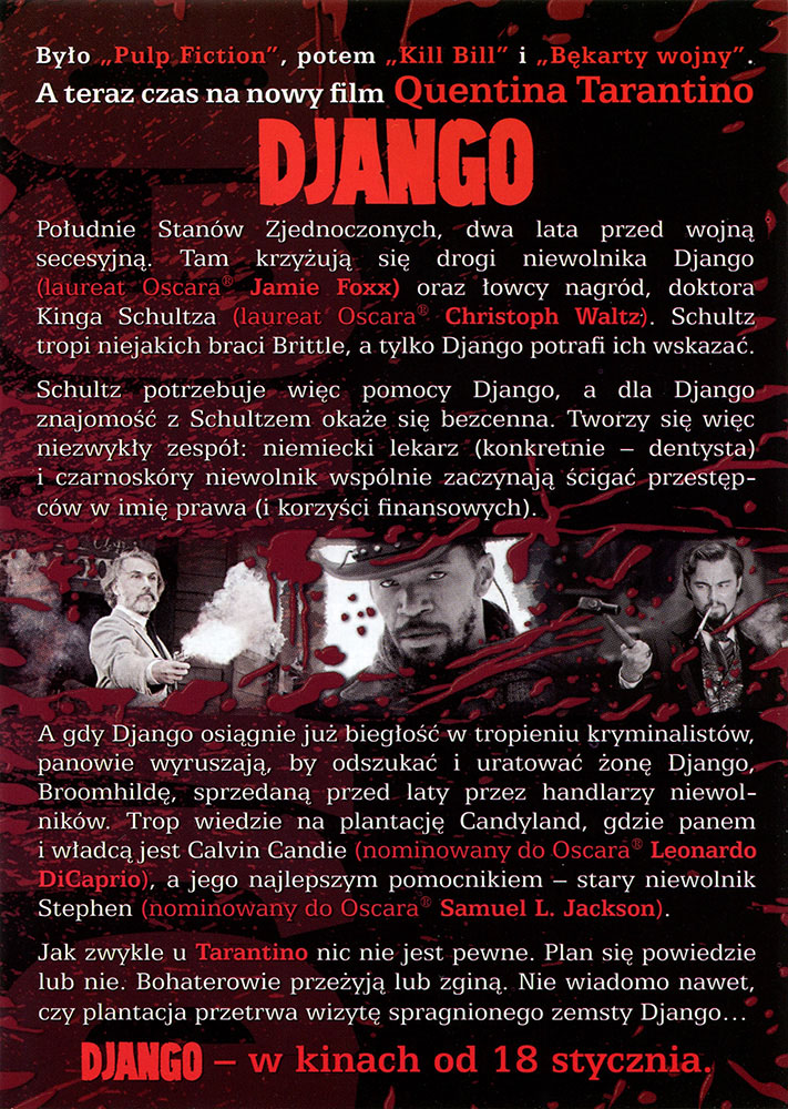 Ulotka filmu 'Django (tył)'