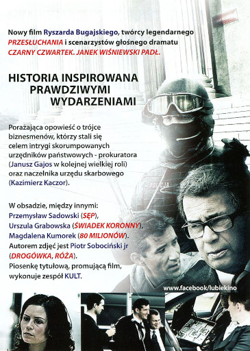 Tył ulotki filmu 'Układ Zamknięty'