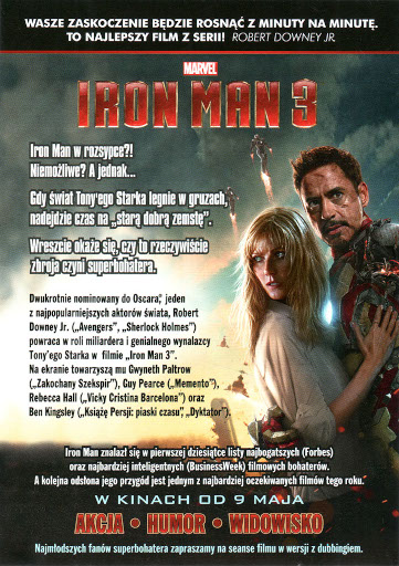 Tył ulotki filmu 'Iron Man 3'