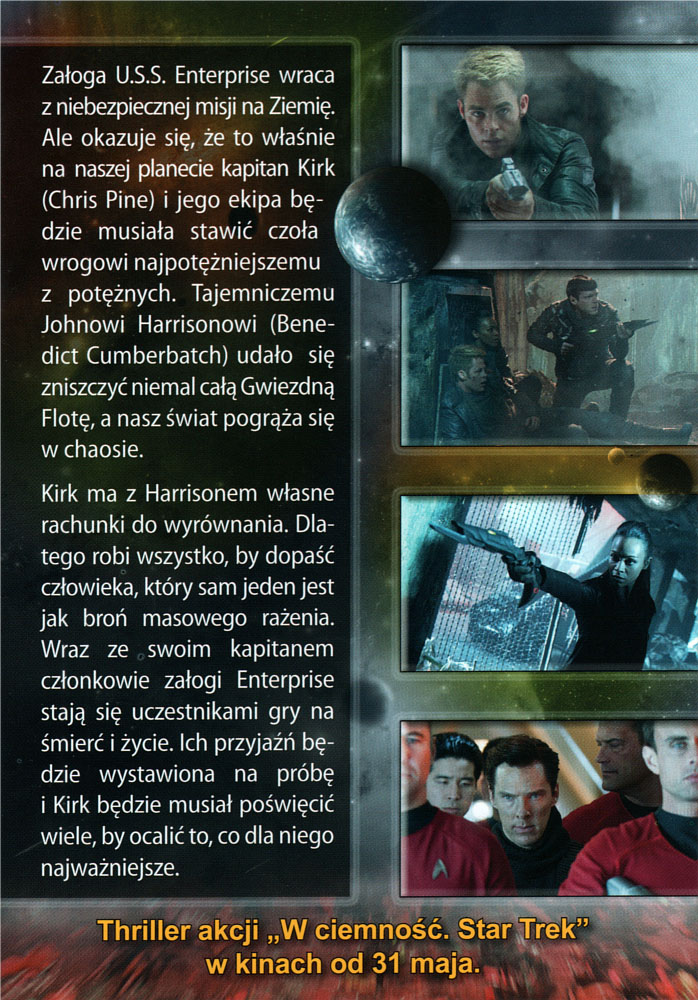 Ulotka filmu 'W Ciemność Star Trek (tył)'