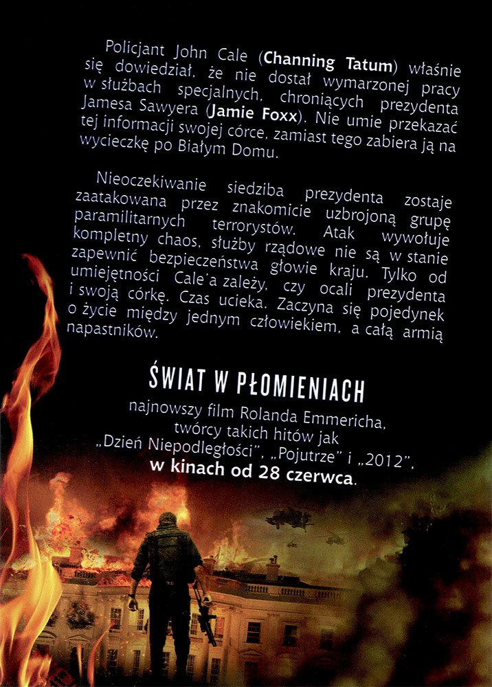 Ulotka filmu 'Świat W Płomieniach (tył)'