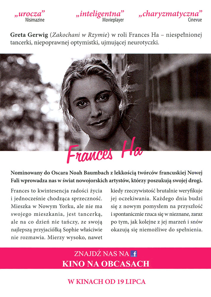 Ulotka filmu 'Frances Ha (tył)'