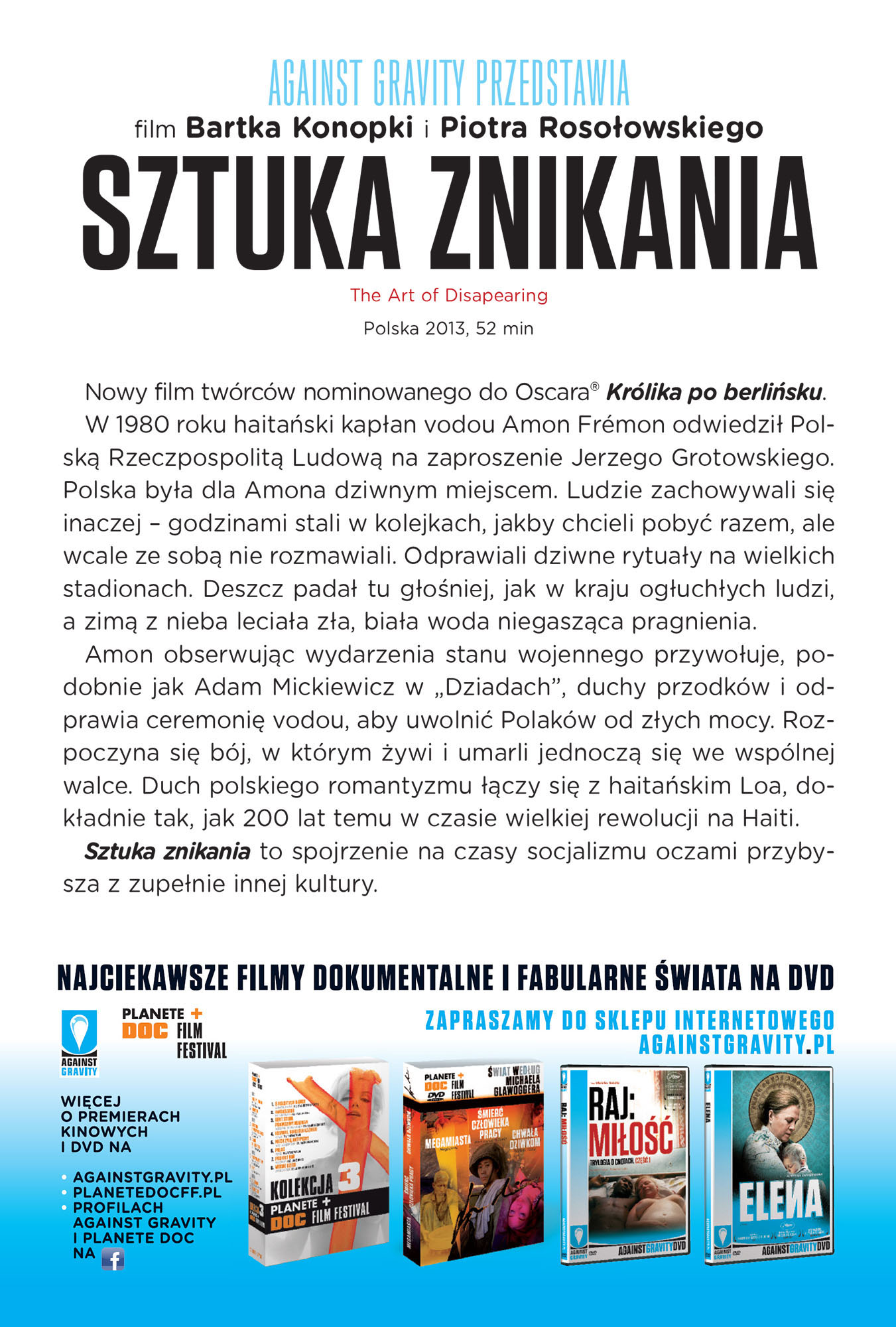 Ulotka filmu 'Sztuka Znikania (tył)'