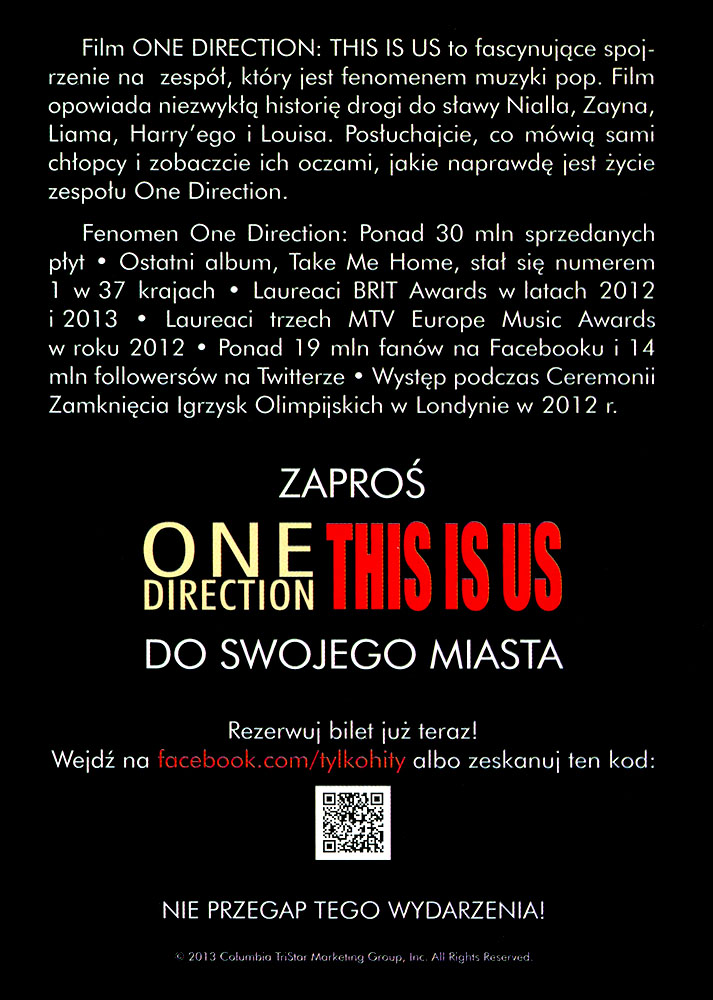 Ulotka filmu 'One Direction (tył)'