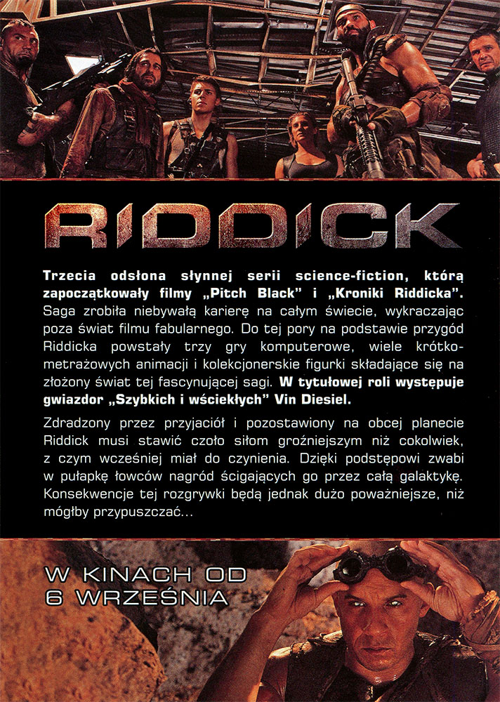 Ulotka filmu 'Riddick (tył)'