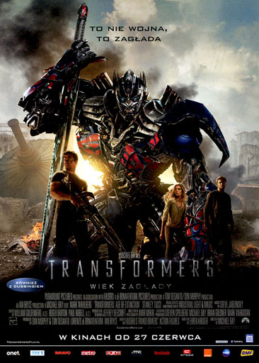 Przód ulotki filmu 'Transformers: Wiek Zagłady'