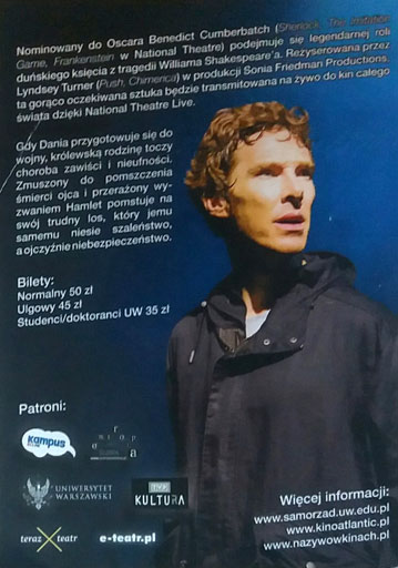 Tył ulotki filmu 'National Theatre Live: Hamlet'