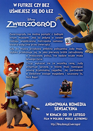 Tył ulotki filmu 'Zwierzogród'