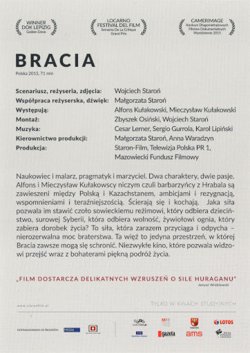 Tył ulotki filmu 'Bracia'