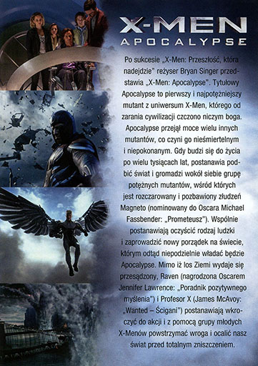 Tył ulotki filmu 'X-Men: Apocalypse'