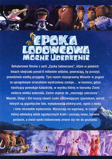 Tył ulotki filmu 'Epoka Lodowcowa: Mocne Uderzenie'