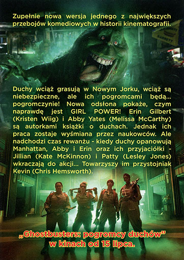 Tył ulotki filmu 'Ghostbusters. Pogromcy Duchów'