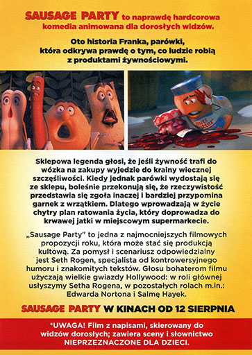 Tył ulotki filmu 'Sausage Party'