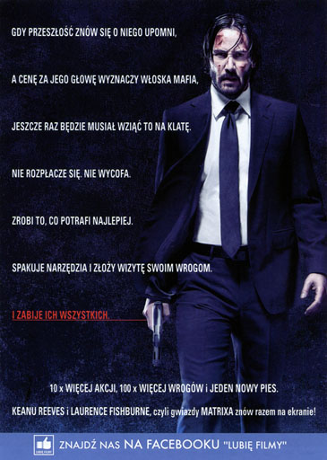 Tył ulotki filmu 'John Wick 2'