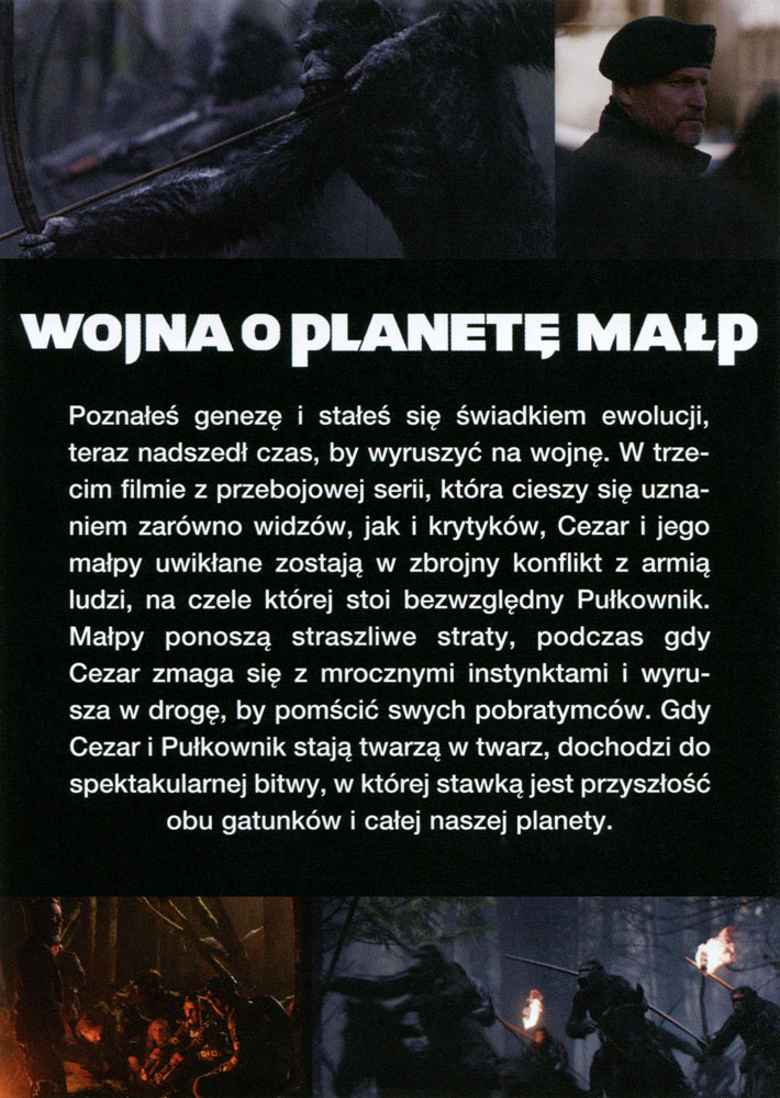 Ulotka filmu 'Wojna O Planetę Małp (tył)'