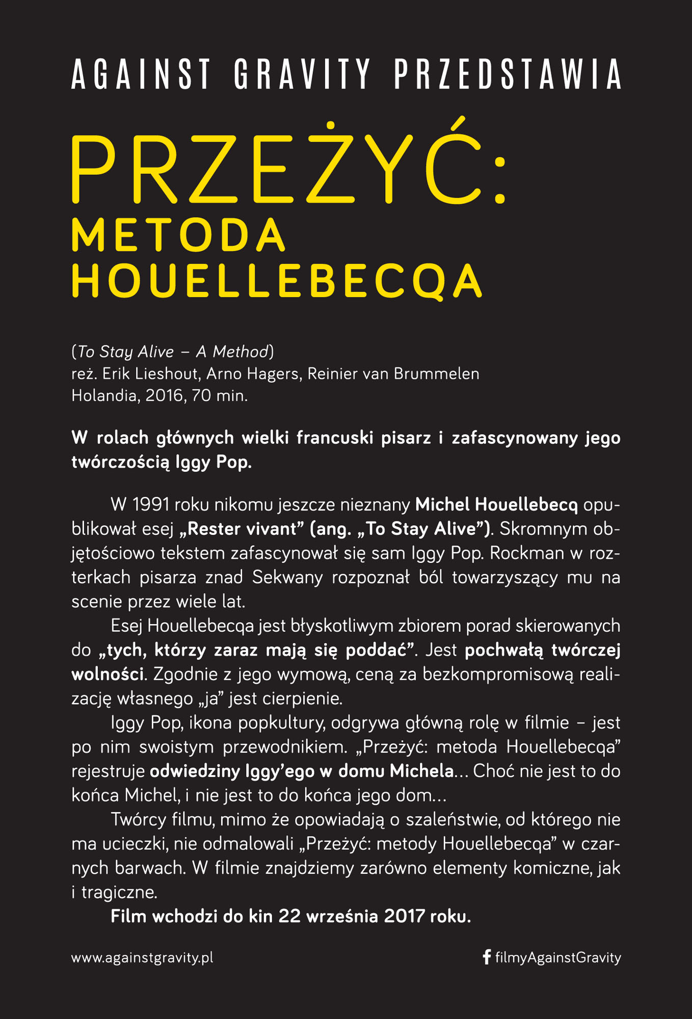 Ulotka filmu 'Przeżyć: Metoda Houellebecqa (tył)'