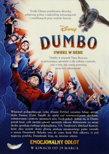 Tył ulotki filmu 'Dumbo'