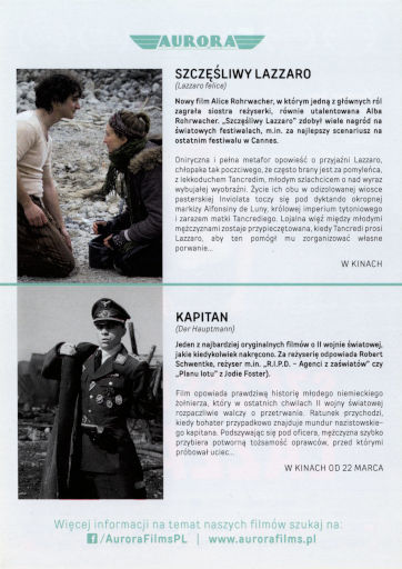 Tył ulotki filmu 'Szczęśliwy Lazzaro'