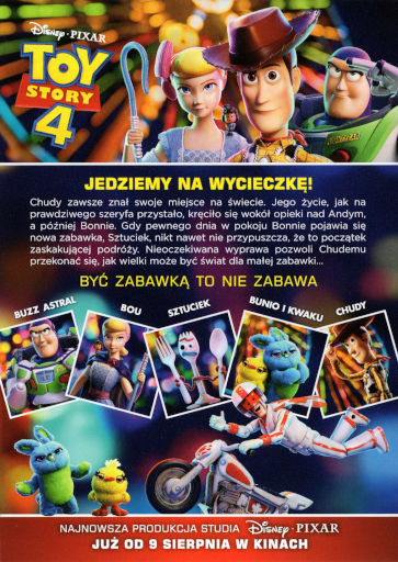 Tył ulotki filmu 'Toy Story 4'