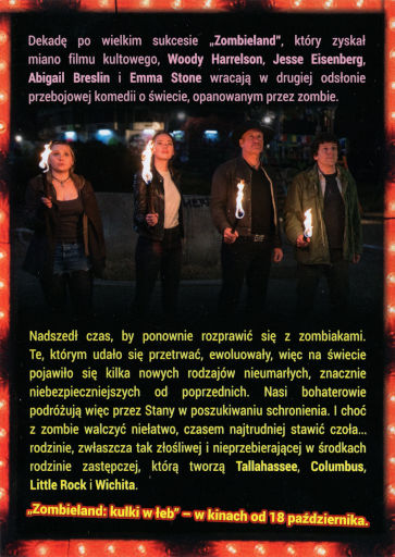 Tył ulotki filmu 'Zombieland: Kulki W Łeb'