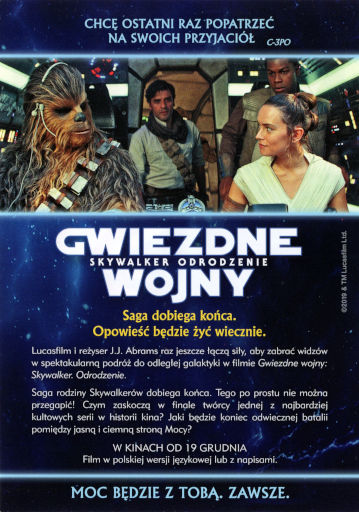 Tył ulotki filmu 'Gwiezdne Wojny: Skywalker. Odrodzenie'